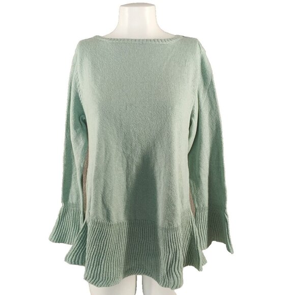 NWT $49 Style&Co Cozy Fall Sweater Size Petite Larger Fall Mint Flared Cuff - Picture 1 of 12